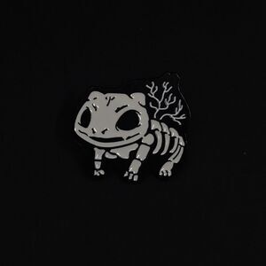 Pokemon Fan Art Style Enamel Lapel Pin Skeleton X Ray Bulbasaur